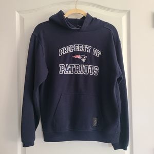 Reebok Property of Patriots NFL Hoodie Sweatshirt Womens Small Blue Front Pocket